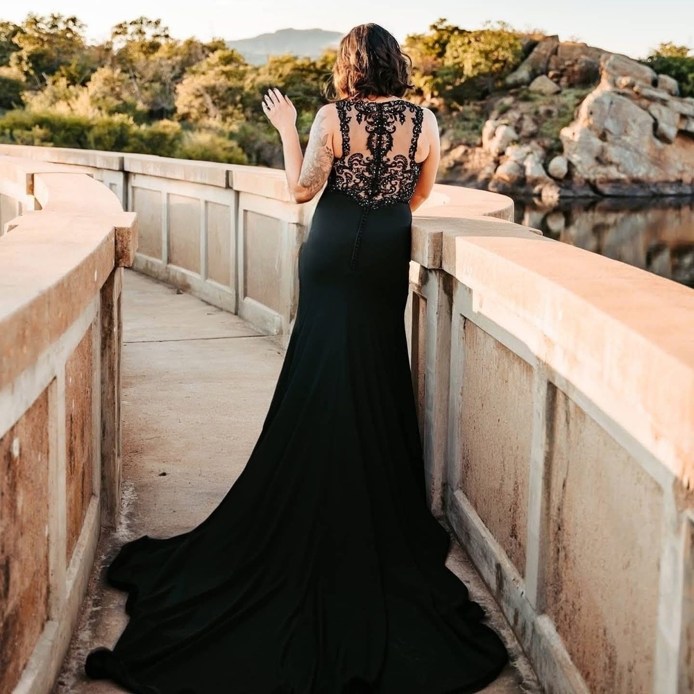 Jasmine Black Lace-Back Wedding Dress